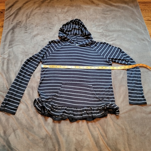 Blanc Noir Hooded Striped Womens Shirt Size XS  Black and Gray - Picture 6 of 7